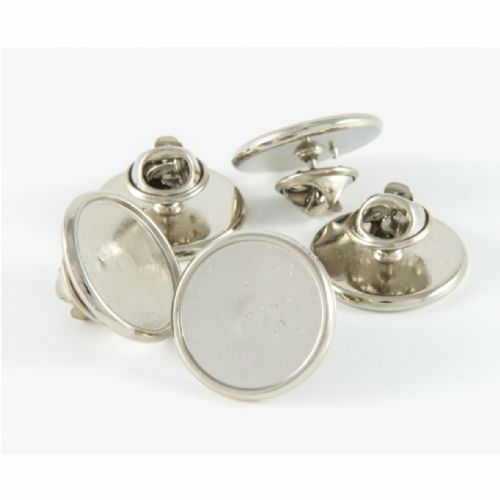 Premium Badge Blank round 18mm silver clutch & clear dome